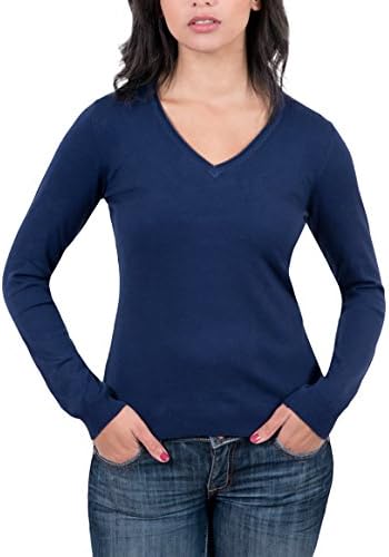 Real Cashmere Navy Blue V-Neck Womens Sweater