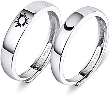 Beydodo 925 Sterling Silver Anniversary Ring Adjustable Matching