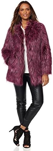 Adrienne Landau A Luxurious Faux Fox Jacket Round Long Fuchsia Fox M New 503-876