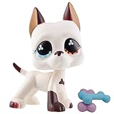 Emilys Doll lps Great Dane Dog #577 White and Brown Spot Great Dane Puppy Pink Magnet on Foot and Clear Peg with lps Accesso