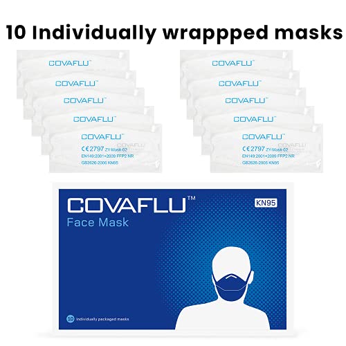 Covaflu KN95 Face Mask, Pack of 10 Masks, Cup Shaped KN95, 5 Layers
