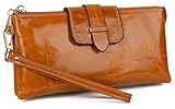YALUXE Women's Ultra Soft Leather Wristlet Clutch Checkbook Wallet with Shoulder Chain