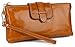 YALUXE Women's Large Capacity Genuine Leather Wristlet Wallet Smartphone Clutch with Metal Shoulder Chain