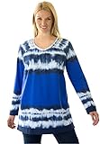 Women's Plus Size Tie Dye V-Neck Tunic