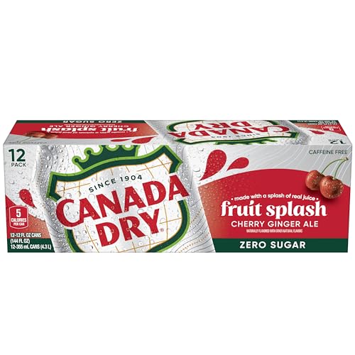 CANADA DRY ZERO SUGAR CHERRY GINGERALE FRUIT SPLASH 12OZ, PACK OF 12