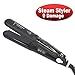 2 in 1 Curling and Straightening Steam Flat Iron- Professional Steam Hair Straightener Salon Styler Tourmaline Flat Iron with Steamer, Dual PTC Heater, Digital LCD Display, Dual Voltage,300-450℉