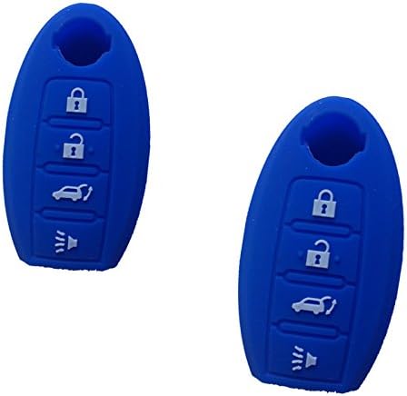 2pc New Blue Remote Silicone 4 Buttons Key Case Cover Holder Skin Bag for Nissan Maxima Altima GT-R Sentr Murano Key Caover Case Fob (Blue)