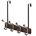 InterDesign York Over Door Storage Rack – Organizer Hooks for Coats, Hats, Robes, Clothes or Towels – 4 Dual Hooks, Two-Tone Bronze