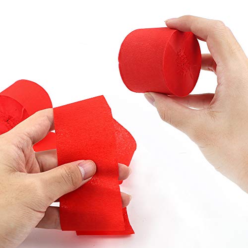 image for RUBFAC 12 Rolls Christmas Streamers, with Confetti Balloons, Red Green