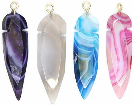 4 PCS Assorted Polished Natural Agate Stone Chakra Pendant Bulk for Jewelry Making Art Projects