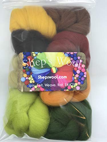 Felting Wool Roving 8-Pack Felting Kit Merino (Autumn)