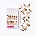 Gold Finger Gel Glam Press on Nail Dark Brown Glitter French Full Cover Luxurious Design, Square shape, Medium Length, MIni Glue Included GF64