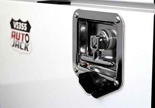 Autojack Van Storage Safe Heavy Duty Metal Steel Site Tool Chest Security Vault 355mm Key Lock with Carry Handles & Gas Struts White - Image 4