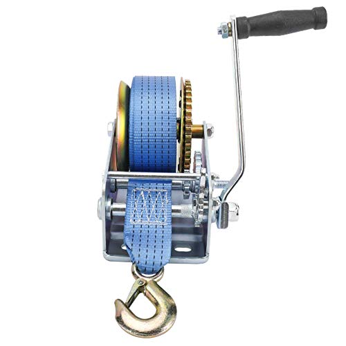 KUNTEC 2500lbs Hand Winch Hand Crank Durable Gear Manual Winch with 24FT Polyester Strap for ATV Boat Trailer - Image 7
