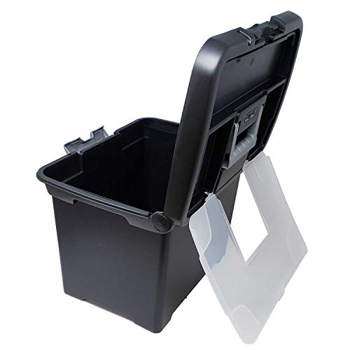Portable File Storage Organizer Box Heavy Duty Sturdy with Lid for Filing Files, Letters,Folders,Spacious-School&Office Supplies-Black - Thumbnail 2