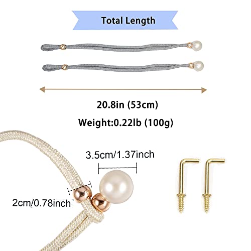 Zurci Elegant Pearl Ball Curtain Tiebacks - 2 Pack of Double Color Rope Holders for Drapes - Modern and Elegant Decor (Color1, 2)