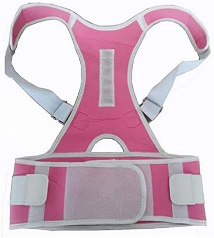 Queenzt Medical-Grade Adjustable Magnet Back Posture Brace Relieves Neck Back and Spine Pain Improves Posture (XXL, Pink)