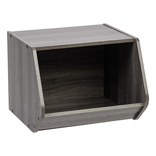 IRIS USA, SBO GRAY, Modular Wood Stacking Open Storage Box