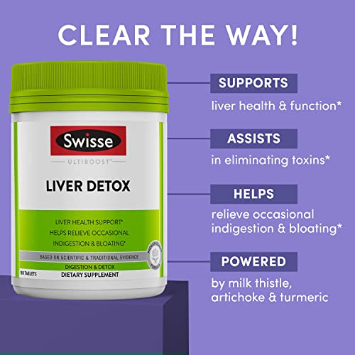 Swisse Liver Cleanse Detox & Repair Liver Support Vitamins Milk Thistle, Turmeric Curcumin