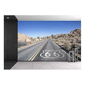 Joshua Tree Highway with Route 66 Pavement Sign in California