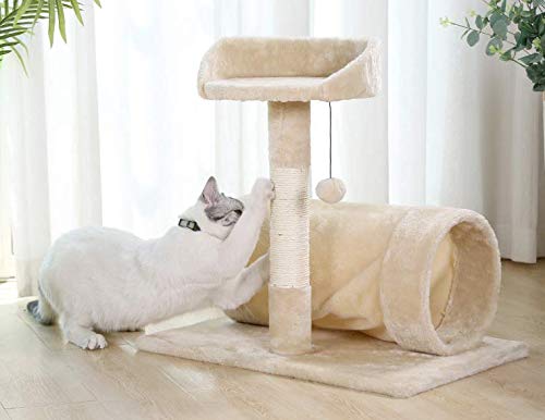 CATISM Arbre de Chat Moelleux avec Tunnel de Chat, Peut être employé pour des récréations d’Animal familier, la Saisie de Griffe de Pratique, 60 x 40 x 60 cm