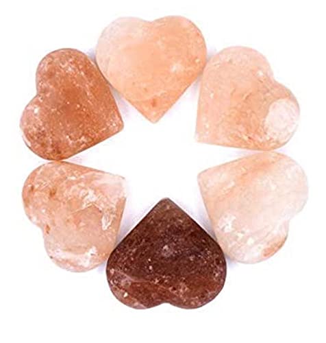 100% Natural Pure Himalayan Pink Salt Massage and Healing Stones Smooth Finish Ovel Shape & Heart Shape (Pack of 4, Heart Shape)