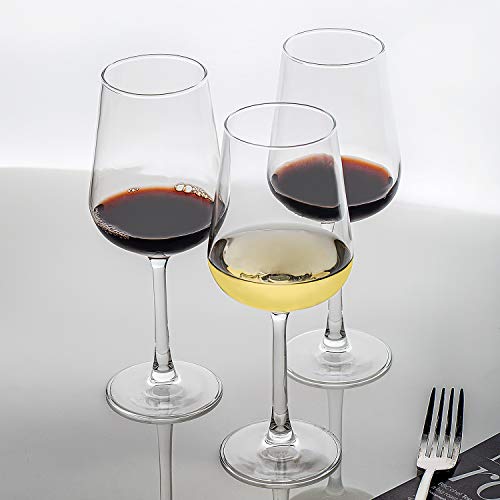 15-Oz Red White Wine Glasses Set of 8, Long Stem Clear Party Simple Wine Cups, Wedding Party Glassware