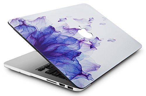 KEC Laptop Case for MacBook Air 13" Retina w/ Keyboard Cover + Sleeve + Screen Protector (4 in 1 Bundle) Plastic Hard Shell Case A1466/A1369 (Purple Flower) - Thumbnail 3