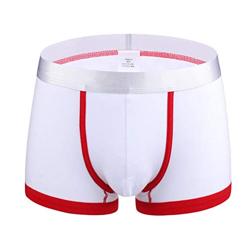 charmsamx Men's Cotton Stretch Boxer Briefs Open-Fly Cool Dry Brief Breathable Comfortable Cotton Sport Underwear No Ride-up Underpants, White&Red, XL