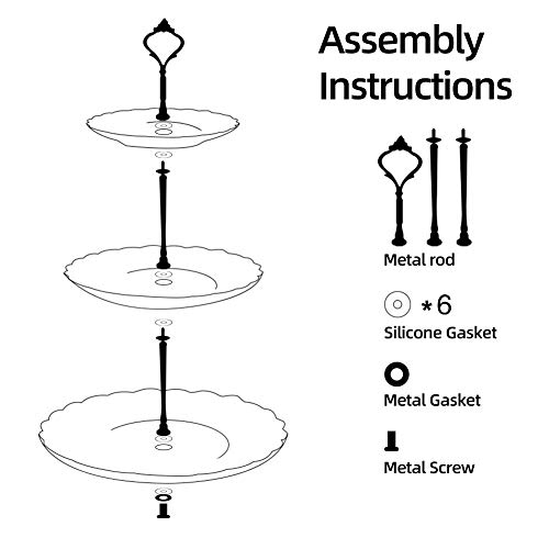 INONE 3 Tier Serving Tray, Tiered Serving Stand, Cupcake Stand Dessert Platter for Tea Party, Wedding - Thumbnail 6