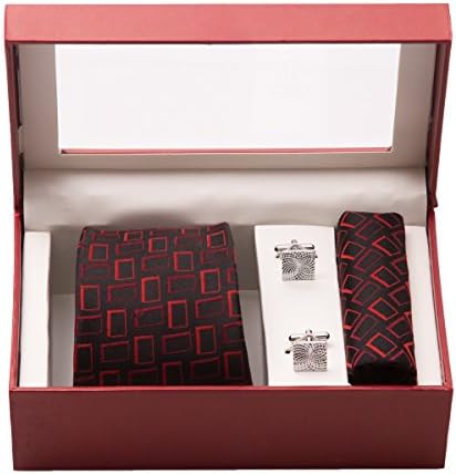 Vibhavari Men's Tie, Pocket Square & Cuff links Set (Black)