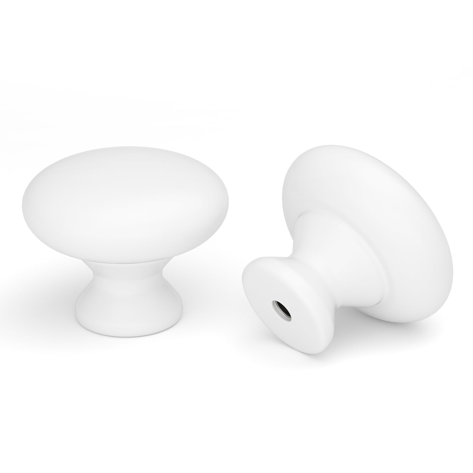 goldenwarm 4 Pack White Drawer Knobs Round Cabinet Knobs, Mushroom Style, 33mm Single Hole Kitchen Cupboard Handles — image 1