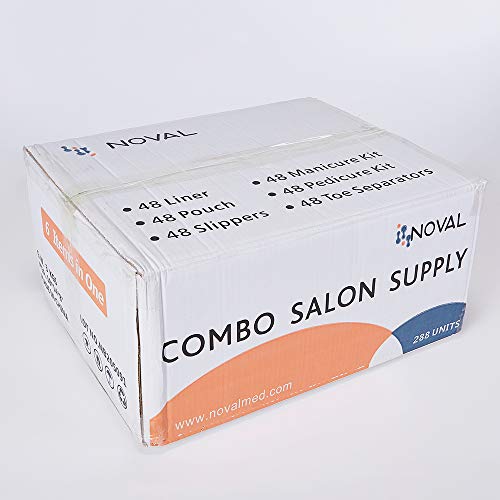 48 Units of Each Item in 1 Box Disposable Nail Combo Set Including Pedicure Kit, Manicure Kit, Pedicure Liner, Pedicure Slippers, Toe Separator and Sterilization Pouch