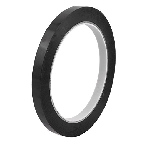 uxcell 8mm Width 66m Length Waterproof Black Single Sided Adhesive Marking Tape