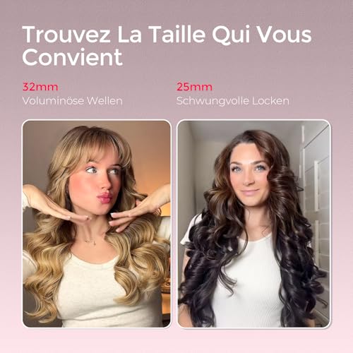 Automatic Curling Iron, TYMO Curlpro Plus Automatic Curling Iron Large Curling Iron 32 mm Beach Waves Curler for Long Hair Anti-Burning Hair Curler, Fast Heating, Rose Gold