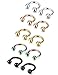 Jstyle 10 Pcs a Set 316L Stainless Steel 16G Nose Piercing Septum Lip Nipple Eyebrow Rings Hoop Horseshoe Helix Tragus Cartilage Ear Piercings 8mm