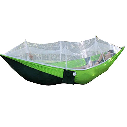 vanpower Camping Hammock with Mosquito Net, Portable Outdoor Camping Hanging Hammock Mosquito Net Bed for Indoor Outdoor Travel Camping Hiking (Dark green+fruit green)