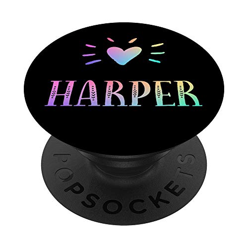 Harper Gift Heart Rainbow Watercolor Love Name Harper PopSockets PopGrip: Swapp…