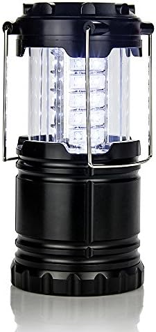Outdoor Led Camping Lantern, HXSABO 30 LEDs Battery Powered Tent Light Water Resistant for Survival, Emergency, Hurricane, Storm, Power Outage (Black, Collapsible)