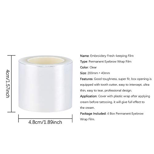 Ownest 4 PCS Disposable Eyebrow Tattoo Plastic Wrap Preservative Film, Professional Eyebrow Lips Permanent Make Up Supplies Wrap Cover Tape Roll