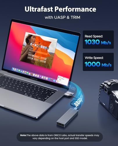 ORICO M.2 NVMe SSD Enclosure, Aluminum Tool-Free Adapter, 10Gbps USB3.2Gen2 USB-C M2 Enclosure for M.2 PCIe NVMe M-Key 2230/2242/2260/2280 SSD, Support UASP- BM2G2