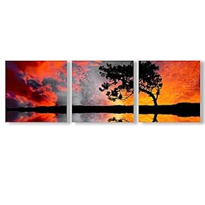 Canvas Wall Art Abstract Cloud Tree Pictures Home Wall Decorations for Bedroom Living Room Oil Paintings Canvas Prints Framed - 12"x12"x3 Panels