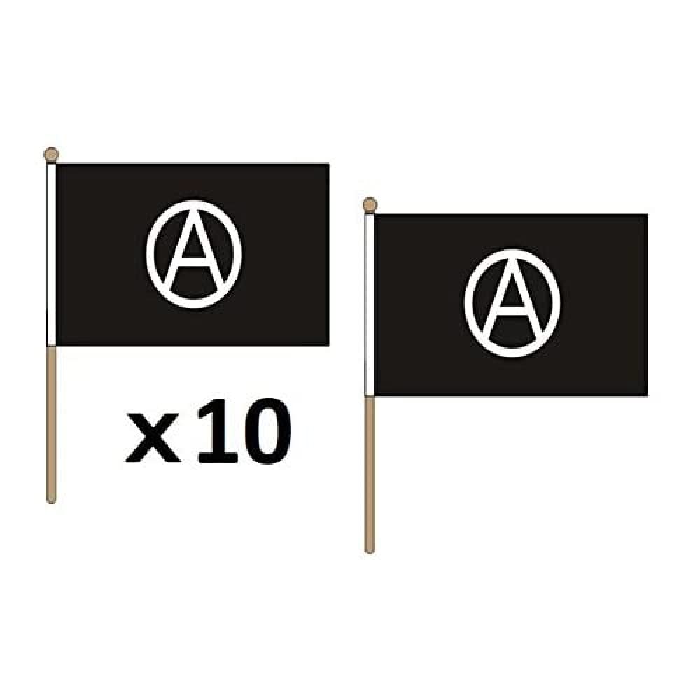 AZ FLAG ANARCHY FLAG 12'' x 18'' wood stick - ARNACHISM MOVEMENT FLAGS 30 x 45 cm - BANNER 2x3 in with pole