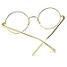 PenSee Circle Oversized Metal Eyeglasses Frame Inspired Horned Rim Clear Lens Glasses (Gold)
