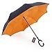WASING Double Layer Inverted Umbrella Cars Reverse Umbrella, Windproof UV Protection Big Straight Umbrella for Car Rain Outdoor With C-Shaped Handle