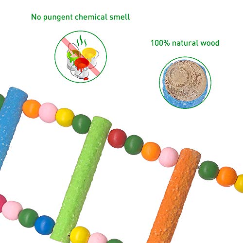 Bird Ladder Parrot Toys, Rough Surface Perch Grinding Nail Cage Accessories Toys for African Gray and Medium Bird
