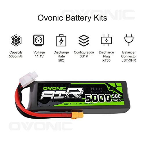 OVONIC 3S Lipo Akku 11.1V 50C 5000mAh mit XT60-Stecker für RC Auto Boat Truck Heli Flugzeug Quadcopter Hubschrauber… – Bild 4