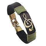 MORE FUN Musical Note Deisgn Bangle Charm Handmade Leather Hook Bracelet