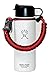 WaterFit Paracord Carrier Strap Cord with Safety Ring and Carabiner for 12-Ounce to 64-Ounce Wide Mouth Water Bottles, Red/Compass