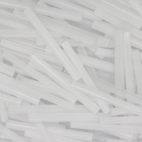 Satin White Translucent Bugle Beads Czech Glass 25mm 1